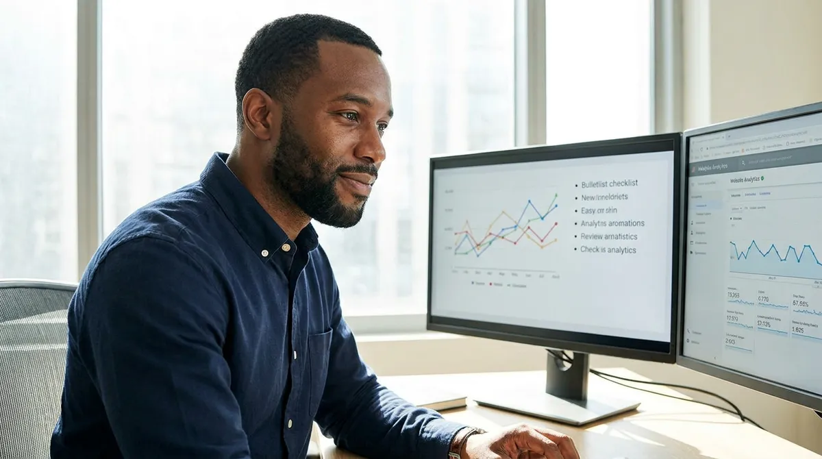 Consultant réalisant un audit SEO d'un site sur son écran